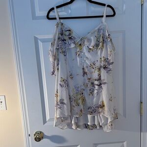 Torrid Floral Cold Shoulder Camisole in White and Purple